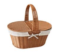 SUIOPPYUW Sturdy Fruit Basket Rustic Picnics Camping and Barbecues Gatherings Making Companion for Picnics Or As Stylish Shopping Basket Farmhouse Imitation Rattan Portable Indoor, Style A