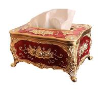 SUIOPPYUW Three Dimensional Victorian Tissue Holder Simple Easy Paper Extraction Unique Rose Tissue Box for Home European Paper Case Cover Removable Holder, Gold red, 18x12x9cm