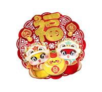 SUIOPPYUW Versatile Lunar Year 3D Cling Red Chinese New Year Window Sticker Lunar Flocking Cloth Stickers W Bless Words