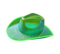 SUIOPPYUW Western Style LED Cowboy Hat For Halloween Parties Glowing Glow Style Accessory For Dress Up Gatherings Men Women Light Up Cowboy Hat Western Cowgirl Hats Flashing, Green, 38x32x12cm