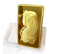 Suisse Lady Fortuna Gold Bar, Simulated Gold Plated Dollar Gold Bullion for Paperweight Movie Prop Novelty Gift