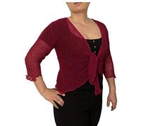 Suit and Suit Ladies Plain Knitted Cropped TIE UP Bolero Shrug TOP - Massive FIT (Wine)