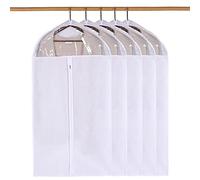 suit bag, Garment Sleeve Bags Suit Bags for Cloth Cover Protectors Washable Clear Reusable Full Zipper Garment Bags for Long Dresses Suit Dress Coats(White,60x130cm)