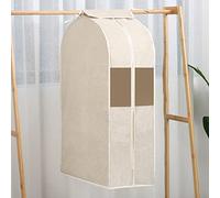 Suit Bags and Garment Covers Cotton and Linen Fabric Garment Bags for Hanging Closet Storage for Suit, Dress, Shirts, Coats, Jackets, Sweater Organizer (4 Colors) ( Color : Beige , Size : 90*60*28cm )