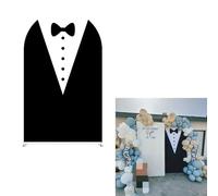 Suit Bow Tie Arch Backdrop Cover Kids Baby Shower Decors Double-Sided Arch Spandex Cover Boss Boys First Birthday Party Fiesta Parties Decorations (3.3X6.5ft,1924)