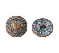 Suit Fastener Plating MetalMetal Buttons Round Antique Copper Single Hole Heart Pattern Zinc Metal Alloy Shank Button 2 Pcs, Antique Bronze Color, 2 Pcs(Antique Copper Color)