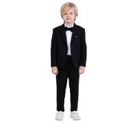 Suit for Boys | 4-Piece Flexible Comfortable Lycra Fabric Set Shirt, Pants, Jacket, and Bow Tie | with Spandex Party and Formal Wear for Boys Ages 2-22