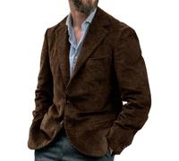 Suit for Men Corduroy Jacket Slim Fit Single Breasted Blazers Mens Sport Coats Tweed Jacket Formal Clothes, Dark Brown, M