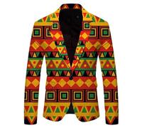 Suit for Men Slim Fit, Men's Fashion African Print Long Sleeve Casual Suit Jacket with Button Closure and Stylish Pockets