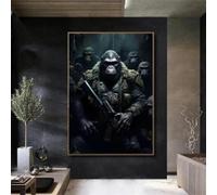 Suit Gorilla Gangsters Art Poster Canvas Painting Wall Prints Funny Smoking Monkey Chimpanzee Home Decor 60x80cm frame