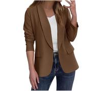 Suit Jacket Office Work Suits Coat Fake Pocket Open Front Casual Brown Blazer Lightweight Workwear Business Work Wear Clothing Womens Jacket Blazers for Women UK