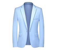 Suit Jackets for Men,Mens Lightweight Jackets Casual Summer 1 Button Blazer Notched Lapel Solid Colour Business Suit Fully Lined Sport Coat with Pockets for Everyday Wear Blue M