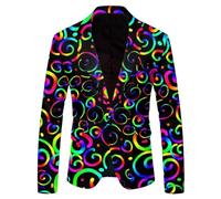 Suit Jackets for Men UK Rainbow Suits for Carnival Stag Do Party Mens Blazers Smart Casual Work Jacket for Party Prom Work Wedding Suits Office Workwear Purple 3XL
