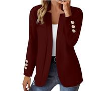 Suit Jackets For Women Uk Blazer, Open Front Cardigan 3/4 Ruched Sleeve Business Casual Work Office Blazer Jacket Elegant Handsome Suiting & Blazers Cardigans With Pockets Button