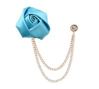 Suit Lapel Pin Rose Flower Brooch Pin Wedding Brooches for Men Tassel Chain Brooch Collar Pins Rose Brooch Pin Flower Lapel Pins for Men Fashion Bridegroom Wedding Brooches, S, peacock blue, no