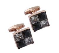 Suit Pocket Handkerchief Men's Black White French Rose Gold Business Shirt Cuff Buttons Pocket Handkerchief (Black, One Size)