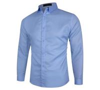 Suit Shirts for Men, Lapel Long-Sleeved Shirt, Business Office Formal Shirt, Men Dress Shirt Men Non Iron Solid Color Shirts Slim Fit Button Down Shirt Casual Smart Shirt for Wedding Party Blue