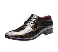 Suit Shoes Men's Classic Business Lace-Up Shoes Men's Dress Oxford Shiny Shoes Wedding Shoes 39-48, Gold 4, 10 UK
