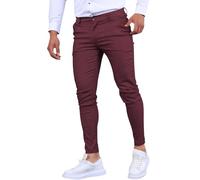 Suit Trousers Men's Slim Fit Stretch Chino Trousers Men's Cotton Business Trousers Lightweight Work Trousers Straight Cut Casual Trousers Plain Fabric Trousers Classic Simple Jogging Bottoms, red, 3XL