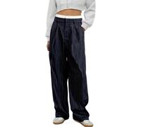 Suit Trousers Women's Black Striped High Waist Work Trousers Business Wide Leg Casual Trousers Pinstripe Trousers Casual Office Work Pants Casual Cargo Trousers Harem Trousers Vintage Jazz Pants with