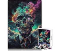 Suit Up! Smoke Skull 1000 Piece Jigsaw Puzzles for Adults Teenagers Creative Problem Solving Game Heartfelt Memorable Gift Idea Size 38x52cm