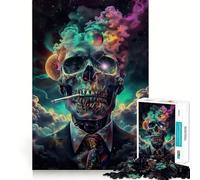 Suit Up! Smoke Skull Jigsaw Puzzles for Adults 1000 Pieces Strengthen Recall Soothing Fun Quality Edge Lovely Present 38x52cm