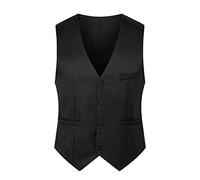 Suit Waistcoat Men Black Gilet For Men Uk V Neck Single Breasted Suit Vest With 2 Lower Pockets Classic Suits Sleeveless Vests Business Office Wedding Formal Vest Fashion Casual Button Up Vests