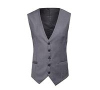 Suit Waistcoat Men Grey Mens Waistcoats Uk Slim Fit V Neck Suit Waistcoat Single Breasted Business Suits Vest With 2 Lower Pockets Classic Work Party Dinner Wedding Formal Vest Pure Colour