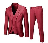 Suit Yellow Mens Suit Slim 3 Piece Suit Business Wedding Party Jacket Vest and Trouser Coat Police Officer Vest, red, XXXXXL
