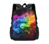 Suitable Book Bags Rainbow Smoke Print Students Bookbag Printed School Backpack for Travel, Hiking, Camping, 42X32X14Cm