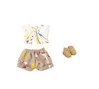 Suitable for 17CM Trendy Doll Splashing Ink Series Clothes Pants Shoes Glasses (Splash Ink White Short Sleeve)