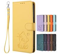 Suitable for Asus Zenfone 12 Ultra, Case [Magnetic] Premium PU Leather Cover [Printed pattern] Flip Wallet Phone Compatible with Asus Zenfone 12 Ultra-Yellow