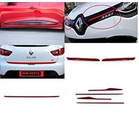 Suitable for Clio IV 2012+ red colored side door strip 4 pieces + trunk lid lower strip 1 piece + front grille 2 pieces stainless steel.