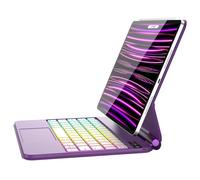 Suitable for iPad Air (5th/4th generation) iPad Pro 11 inch (4th/3rd/2nd/1st generation) iPad Air 11 inch (M2) 2024 keyboard cover, floating magnetic stand/seven color backlight/touchpad Purple