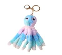 Suitable for making gifts for friends and relatives car pendant Octopus keychain pendant schoolbag bag octopus pendant doll plush pendant keychain dolls (blue+pink)