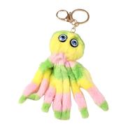 Suitable for making gifts for friends and relatives car pendant Octopus keychain pendant schoolbag bag octopus pendant doll plush pendant keychain dolls (yellow +green)