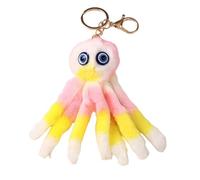 Suitable for making gifts for friends and relatives car pendant Octopus keychain pendant schoolbag bag octopus pendant doll plush pendant keychain dolls (yellow +pink)