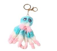 Suitable for making gifts for friends and relatives car pendant Octopus keychain pendant schoolbag bag octopus pendant doll plush pendant keychain dolls (puple+pink)