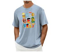 Suitable for Oktoberfest T-shirt, men's traditional T-shirt, vintage, classic, short sleeve, casual summer tops, lightweight, breathable tops, crew neck print, summer clothing, lightblue, XXL
