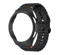 Suitable for Samsung Galaxy Watch 7/6/5/4 Wave stitching silicone strap + PC hollow case combination,Black, for watch5/4 40mm
