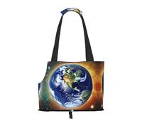 Suitable for Small Dogs and Cats, Shopping and Travel Dual-Purpose Bag, Cosmic Earth Printed Portable pet Shoulder Bag,