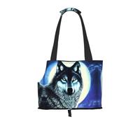 Suitable for Small Dogs and Cats, Shopping and Travel Dual-Purpose Bag, Wolf Under Moon Printed Portable pet Shoulder Bag,