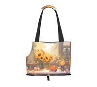 Suitable for Small Dogs and Cats, Sunflowers Under The windowsill Printed Portable pet Shoulder Bag, Shopping and Travel Dual-Purpose Bag