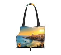 Suitable for Small Dogs and Cats, Sunset in Barcelona Printed Portable pet Shoulder Bag, Shopping and Travel Dual-Purpose Bag
