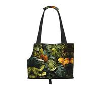 Suitable for Small Dogs and Cats, Tropical Rainforest Palm Leaves Printed Portable pet Shoulder Bag, Shopping and Travel Dual-Purpose Bag