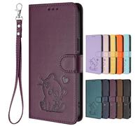 Suitable for ZTE Blade A73 5G, Case [Magnetic] Premium PU Leather Cover [Printed pattern] Flip Wallet Phone Compatible with ZTE Blade A73 5G-Purple