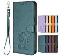 Suitable for ZTE Blade V70 Design, Case [Magnetic] Premium PU Leather Cover [Printed pattern] Flip Wallet Phone Compatible with ZTE Blade V70 Design-Dark Green