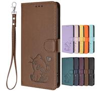 Suitable for ZTE Blade V70 Max, Case [Magnetic] Premium PU Leather Cover [Printed pattern] Flip Wallet Phone Compatible with ZTE Blade V70 Max-Brown