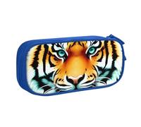 Suitable Supplies Box Little Fat Tiger Head Print Stationery Storage Bag with Zipper Pouch Holder Box for Student, Office, Boys, 20X9X4Cm