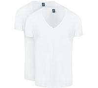 Suitable Vibamboru T-Shirt Deep V-Neck White 2-Pack